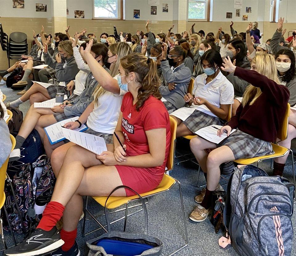 SHA students engage with Kristen during her assembly